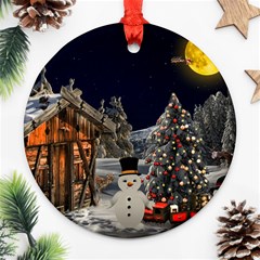 Christmas-landscape Round Ornament (two Sides) by Amaryn4rt