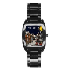 Christmas-landscape Stainless Steel Barrel Watch by Amaryn4rt