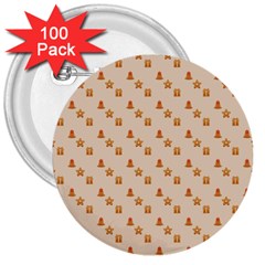 Christmas-wrapping-paper 3  Buttons (100 Pack)  by Amaryn4rt