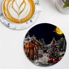 Christmas-landscape Uv Print Round Tile Coaster by Amaryn4rt