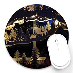 Christmas-advent-candle-arches Round Mousepad by Amaryn4rt