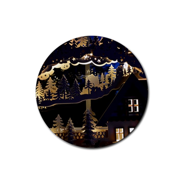 Christmas-advent-candle-arches Rubber Round Coaster (4 pack)