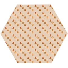 Christmas-wrapping-paper Wooden Puzzle Hexagon by Amaryn4rt