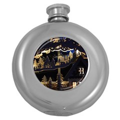 Christmas-advent-candle-arches Round Hip Flask (5 Oz) by Amaryn4rt