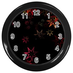 Christmas-background-motif-star Wall Clock (black) by Amaryn4rt