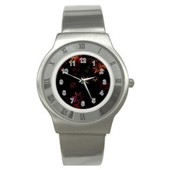 Christmas-background-motif-star Stainless Steel Watch by Amaryn4rt