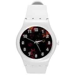 Christmas-background-motif-star Round Plastic Sport Watch (m) by Amaryn4rt