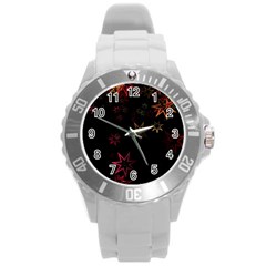 Christmas-background-motif-star Round Plastic Sport Watch (l) by Amaryn4rt