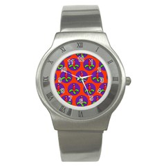 Christmas Candles Seamless Pattern Stainless Steel Watch by Amaryn4rt