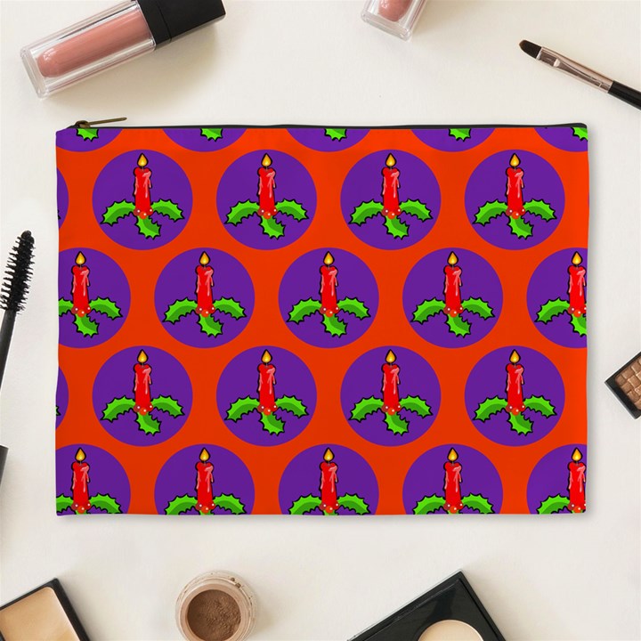 Christmas Candles Seamless Pattern Cosmetic Bag (XL)