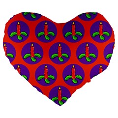 Christmas Candles Seamless Pattern Large 19  Premium Flano Heart Shape Cushions by Amaryn4rt