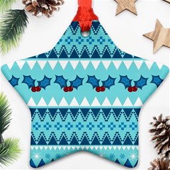 Blue Christmas Vintage Ethnic Seamless Pattern Ornament (star) by Amaryn4rt