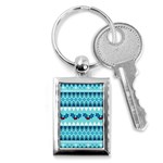 Blue Christmas Vintage Ethnic Seamless Pattern Key Chain (Rectangle) Front