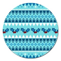 Blue Christmas Vintage Ethnic Seamless Pattern Magnet 5  (round) by Amaryn4rt