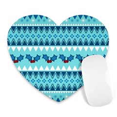 Blue Christmas Vintage Ethnic Seamless Pattern Heart Mousepad by Amaryn4rt