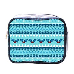 Blue Christmas Vintage Ethnic Seamless Pattern Mini Toiletries Bag (one Side) by Amaryn4rt