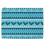 Blue Christmas Vintage Ethnic Seamless Pattern Cosmetic Bag (XXL) Front