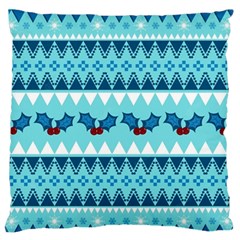 Blue Christmas Vintage Ethnic Seamless Pattern Large Premium Plush Fleece Cushion Case (two Sides) by Amaryn4rt