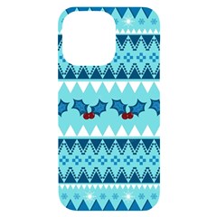 Blue Christmas Vintage Ethnic Seamless Pattern Iphone 14 Pro Max Black Uv Print Case by Amaryn4rt