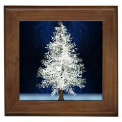 Tree Pine White Starlight Night Winter Christmas Framed Tile by Amaryn4rt