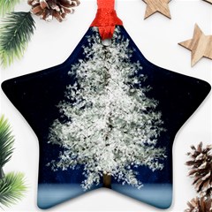 Tree Pine White Starlight Night Winter Christmas Ornament (star) by Amaryn4rt