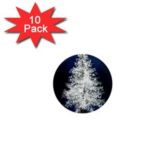 Tree Pine White Starlight Night Winter Christmas 1  Mini Magnet (10 Pack)  by Amaryn4rt