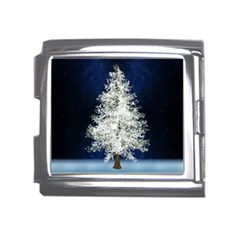 Tree Pine White Starlight Night Winter Christmas Mega Link Italian Charm (18mm) by Amaryn4rt