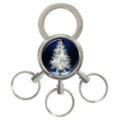 Tree Pine White Starlight Night Winter Christmas 3-ring Key Chain by Amaryn4rt