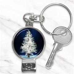 Tree Pine White Starlight Night Winter Christmas Nail Clippers Key Chain by Amaryn4rt