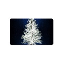 Tree Pine White Starlight Night Winter Christmas Magnet (name Card) by Amaryn4rt