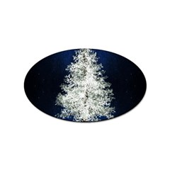 Tree Pine White Starlight Night Winter Christmas Sticker Oval (10 Pack) by Amaryn4rt