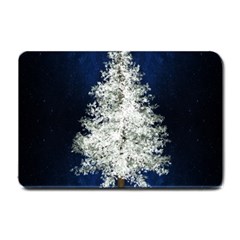 Tree Pine White Starlight Night Winter Christmas Small Doormat by Amaryn4rt