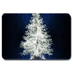 Tree Pine White Starlight Night Winter Christmas Large Doormat by Amaryn4rt