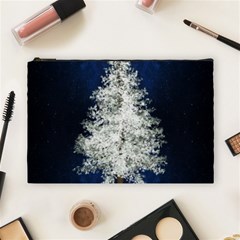 Tree Pine White Starlight Night Winter Christmas Cosmetic Bag (large) by Amaryn4rt