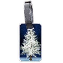 Tree Pine White Starlight Night Winter Christmas Luggage Tag (two Sides) by Amaryn4rt