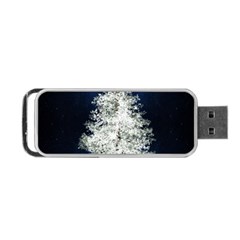 Tree Pine White Starlight Night Winter Christmas Portable Usb Flash (one Side) by Amaryn4rt