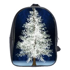 Tree Pine White Starlight Night Winter Christmas School Bag (xl) by Amaryn4rt