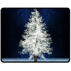 Tree Pine White Starlight Night Winter Christmas Two Sides Fleece Blanket (medium) by Amaryn4rt