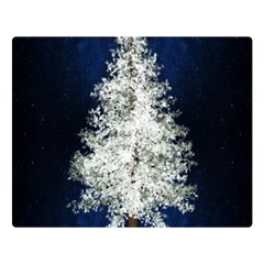 Tree Pine White Starlight Night Winter Christmas Two Sides Premium Plush Fleece Blanket (large) by Amaryn4rt