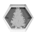 Tree Pine White Starlight Night Winter Christmas Hexagon Wood Jewelry Box Front