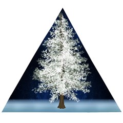 Tree Pine White Starlight Night Winter Christmas Wooden Puzzle Triangle by Amaryn4rt