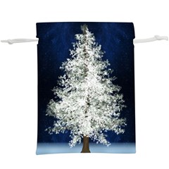 Tree Pine White Starlight Night Winter Christmas Lightweight Drawstring Pouch (xl) by Amaryn4rt