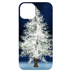 Tree Pine White Starlight Night Winter Christmas Iphone 14 Black Uv Print Case by Amaryn4rt