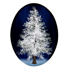 Tree Pine White Starlight Night Winter Christmas Oval Glass Fridge Magnet (4 Pack) by Amaryn4rt