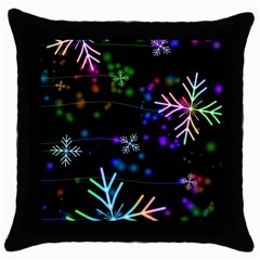 Snowflakes Snow Winter Christmas Throw Pillow Case (black) by Amaryn4rt