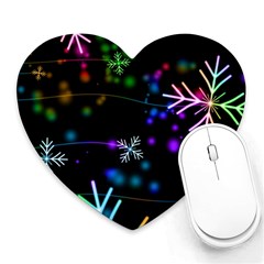 Snowflakes Snow Winter Christmas Heart Mousepad by Amaryn4rt