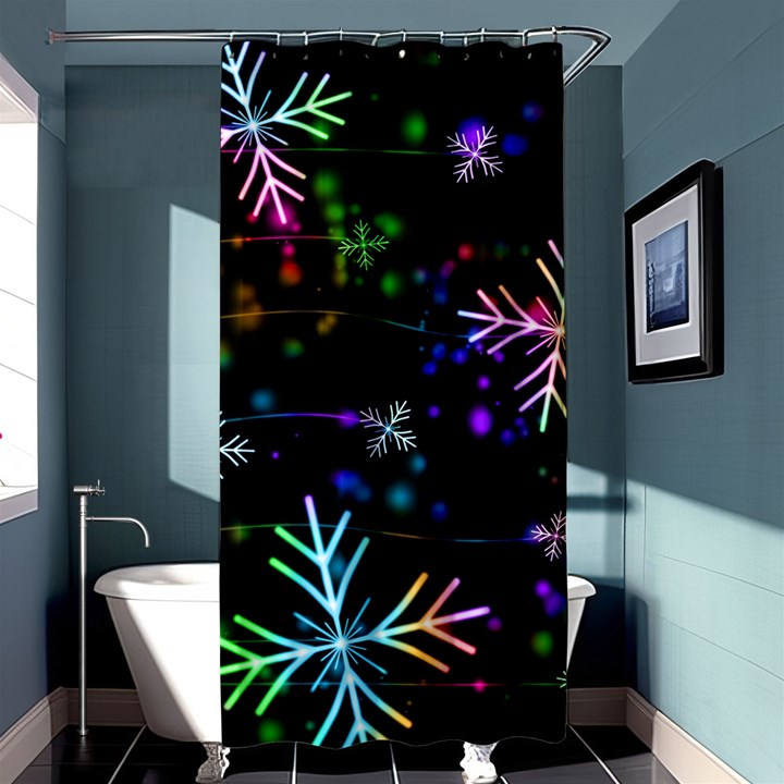 Snowflakes Snow Winter Christmas Shower Curtain 36  x 72  (Stall) 