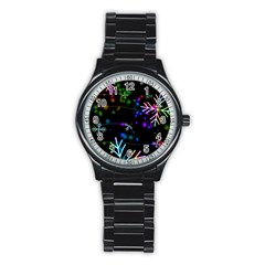 Snowflakes Snow Winter Christmas Stainless Steel Round Watch by Amaryn4rt