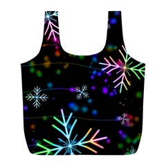 Snowflakes Snow Winter Christmas Full Print Recycle Bag (l) by Amaryn4rt