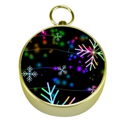 Snowflakes Snow Winter Christmas Gold Compasses by Amaryn4rt